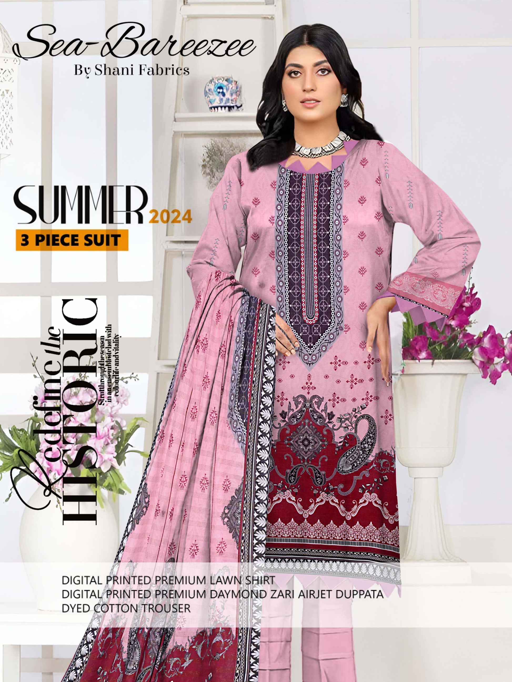 Sea Bareeze Summer Lawn 2024 Digital Print Premium Lawn